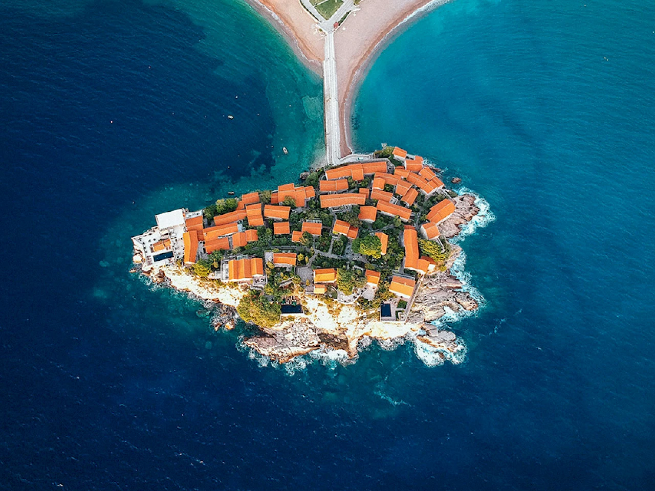 St Stefan aerial Montenegro