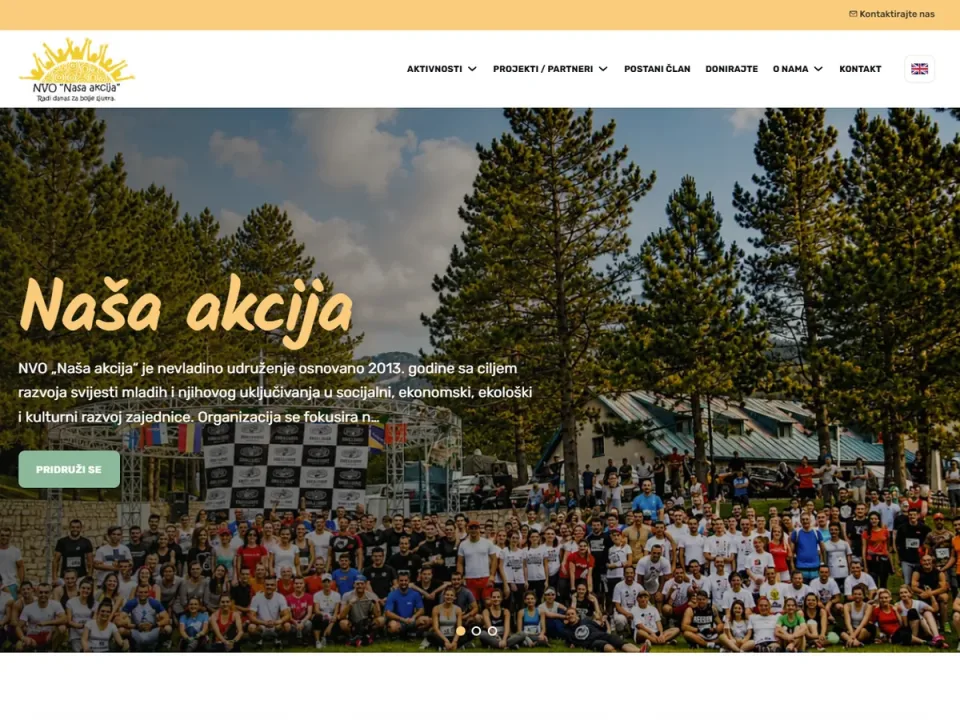 Naša Akcija website redesign with community activities and ways to get involved