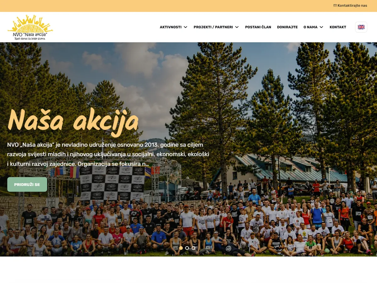 Redizajn web-stranice udruge Naša Akcija s aktivnostima zajednice i mogućnostima uključivanja